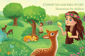 create christian and bible story illustrations for children