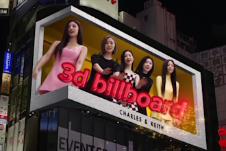 stunning 3d billboard animation, 3d anamorphic animation, led screen, outdoor