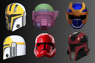 custom 3d mandalorian helmet, 3d mask, power rangers helmet, 3d helmet printing