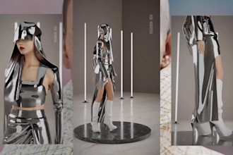 render 3d fashion design, fashion animation, 3d cloth animation, 3d cgi ads