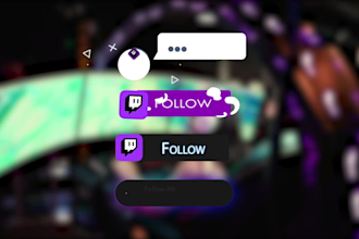animate twitch, kick follow notification pop up and subscribe button
