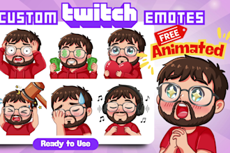 draw twitch emotes, chibi emotes, animated emotes, badges