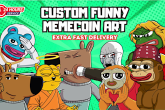 draw funny custom meme coin art for your website and social media