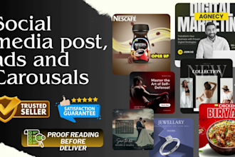 design social media posts, ads, and carousals for your brand