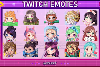 create cute chibi and kawaii anime custom twitch sub emotes