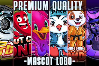 design unique cartoon, mascot logo or sticker for your brand