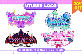 design custom vtuber logo, anime, jrpg, cute kawaii for streamer and vtuber