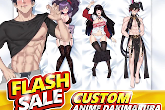 draw nsfw art dakimakura body pillow anime character, nsfw anime girl oc fanart