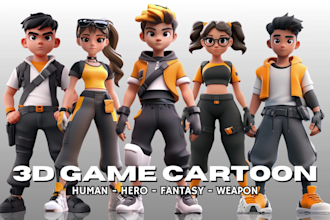create 3d modeling character low poly ready rig for game, animation, and render