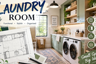 design 3d modern laundry room and utility room render