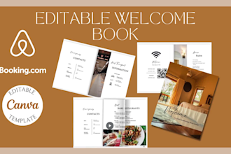 provide editable canva airbnb welcome book template for your shortterm rental