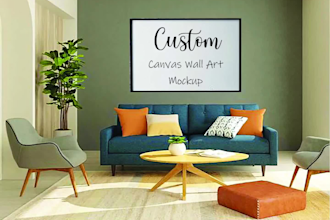 create custom canvas wall art design and 3d mockups