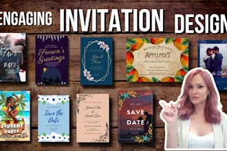 design wedding, birthday, party, or any event invitations