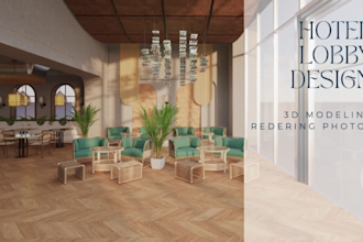 do 3d interior design and rendering for hotel lobby
