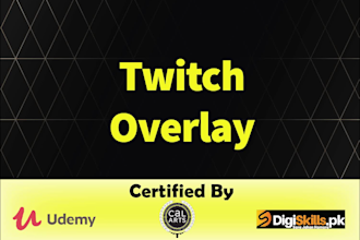 design professional twitch screens, logo, overlay, panels, and alerts for stream