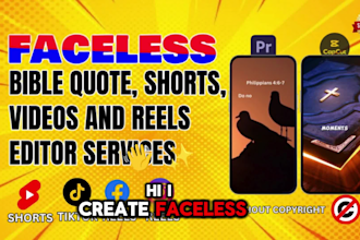 edit bible reels, cash cow videos, youtube shorts, faceless reels, or tiktok