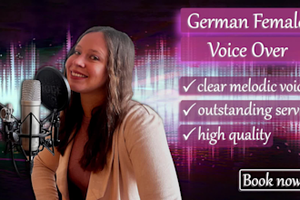 record a female german voice over in a young authentic voice
