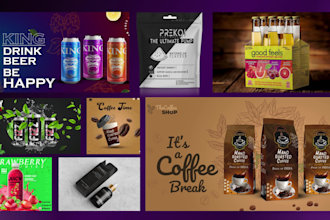 design premium pouch, box, can, bottle packaging for food, beverage, cosmetics