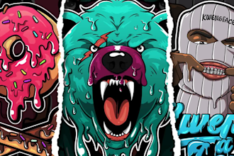 design psychedelic melting trippy dripping cartoon character logo illustration