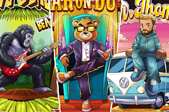 do premium cartoon t shirt design or graphic clothing illustration and merch