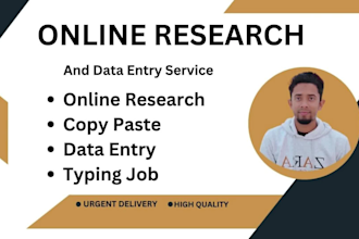 do online research, copy paste and excel data entry
