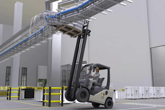 create 3d industrial forklifting safety, factory process safety training video