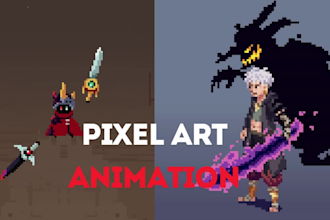create pixel art animation, character, sprite sheet 8bits, tilesets game assets
