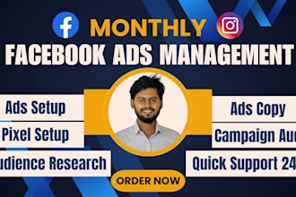 setup facebook ads campaign, fb advertising, marketing and ig ad manager