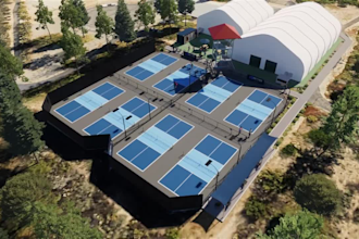 create 3d renderings of padel, tennis, pickleball, and badminton court concepts
