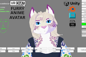 create vtuber vrchart furry, anime character with outfit rigging vrm vroid model