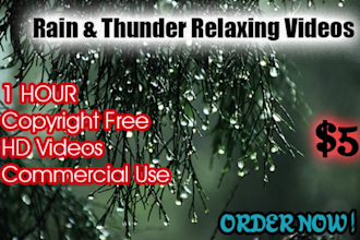 create 15 rain and thunder videos for youtube