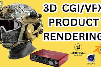 do 3d amazon  product rendering and animation, cgi vfx ,in unreal engine,blender