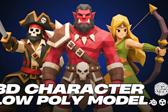 model 3d low poly character, rigging for game asset, animation in blender