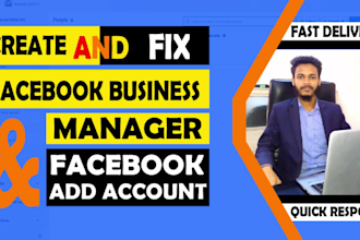 create business manager, page, ads account to fix all issues