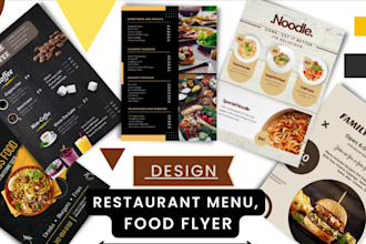 design food flyer, restaurant menu, food menu for cafe bakery restaurant menu