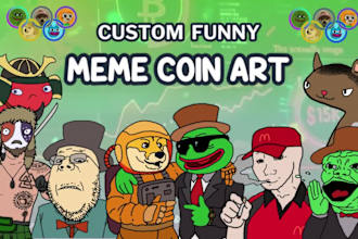 draw funny and goofy meme coin art for your web and social media