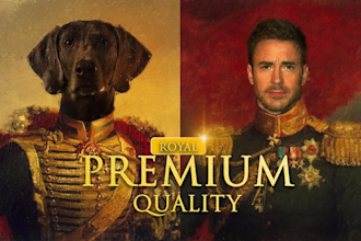 create royal looking pet historical renaissance oil paint portraits