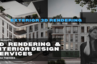 render 3d design exterior, model building, house, office