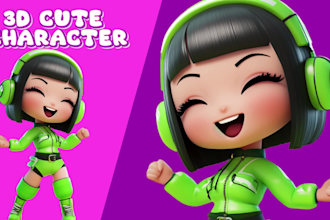 design 3d cute character, animal, cartoon, mascot character for 3d game
