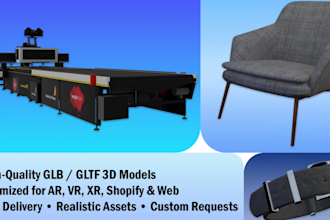 create glb, gltf 3d models for ar, VR, xr shopify and web