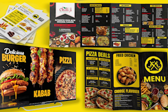 design a modern restaurant menu, food menu, or cafe menu