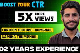 draw cartoon youtube thumbnail, gaming thumbnail in 24 hours