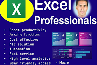 build excel formula macros, pivot tables, finance analysis