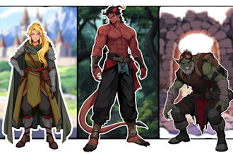 draw dnd character art, fantasy character illustration or concept art