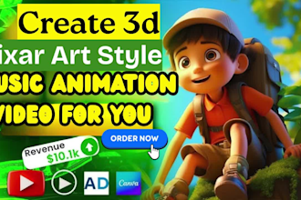 create stunning 3d ai pixar art music video animation, 3d animation dance video