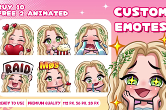 draw cute chibi twitch emotes and animated emotes for vtuber or stream