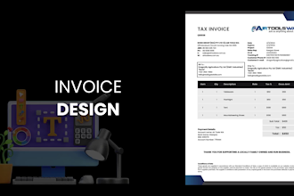 design professional invoice template in word, excel and PDF