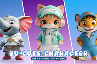 create cute 3d characters for games, toys, mascots, or 3d printing