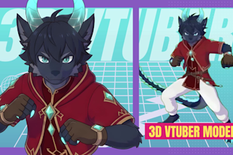 create custom furry vtuber avatar, vrchat avatar and vrm model