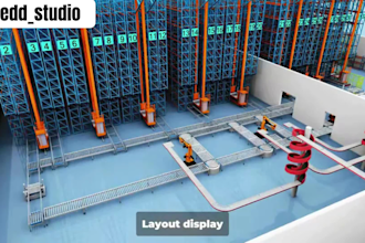 create realistic 3d warehouse walkthrough animation, logistics animation video